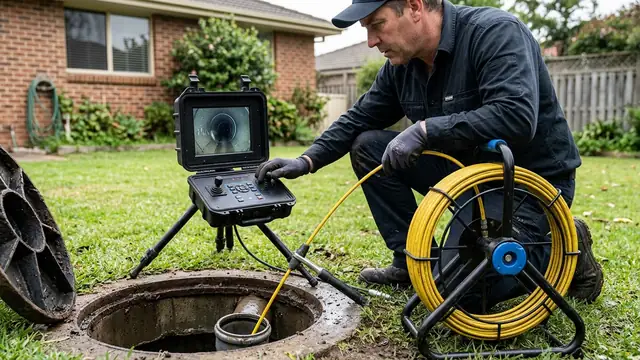 Sewer camera video inspection locator checking underground pipeline